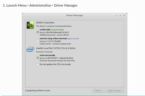 Screenshot der NVIDIA Driver Manager Software