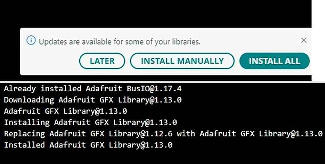 Software-Update-Meldung für Adafruit Bibliotheken