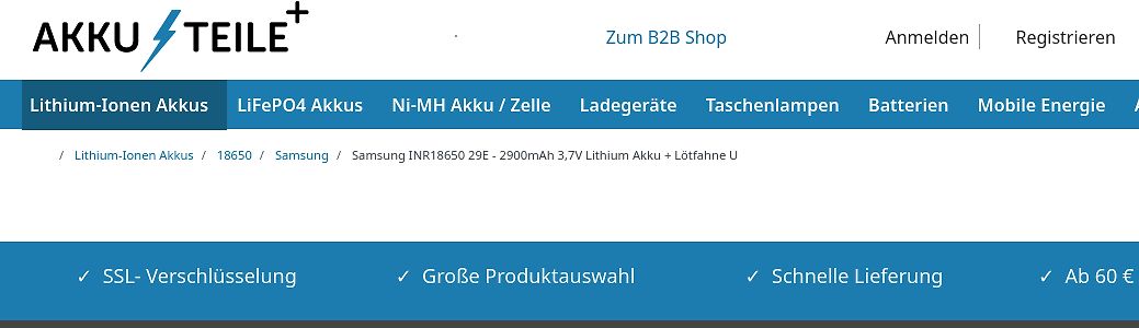 Webseite von AKKU TEILE