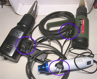 Heißluftgebläse und Stecker