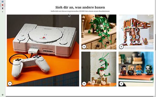 Webseite mit LEGO Sets und PlayStation