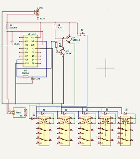 Schaltplan mit 4D17 Decoder und Reed-Kontakten