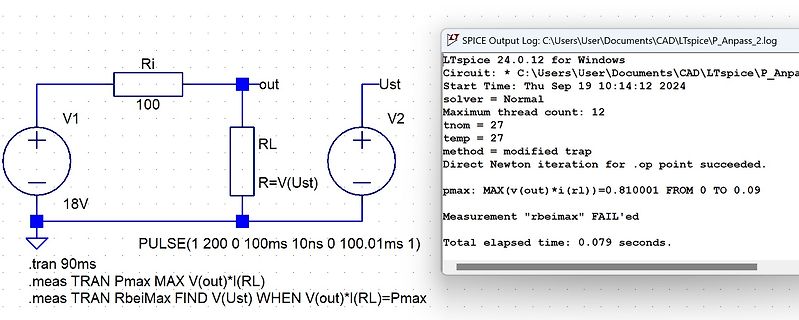 LTspice Schaltplan und Simulationsergebnis