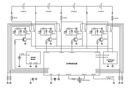 Schaltplan einer Li-Ion Akku-Ladestation mit AVR-Mikrocontroller