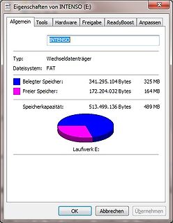 Windows Eigenschaften-Fenster eines Wechseldatenträgers