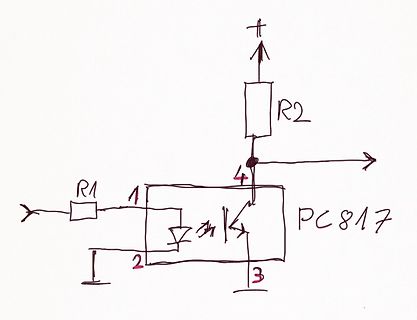 Handgezeichneter Schaltplan mit Optokoppler PC817