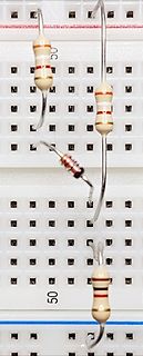 Widerstände auf einem Breadboard