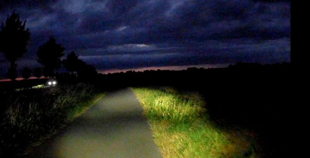 Weg durch Grasland bei Nacht
