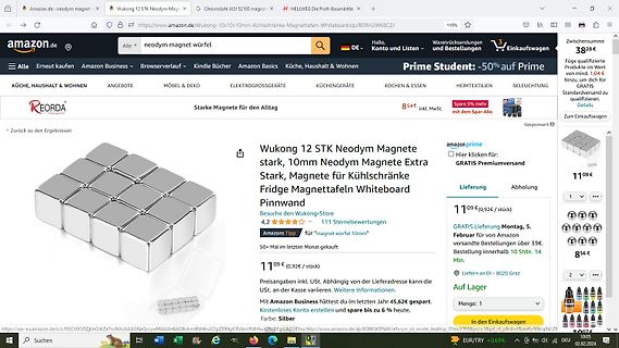 Amazon-Produktseite für Neodym-Magnete