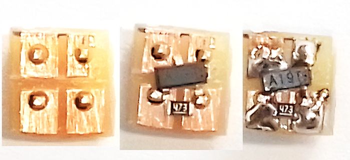 Detailaufnahmen von Lötstellen auf einer Leiterplatte