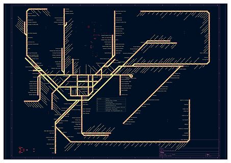 Schaltplan eines komplexen Netzplans oder Leitungsdiagramms