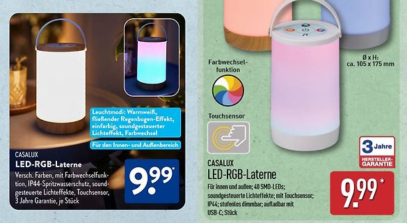 Werbung für CASALUX LED-RGB-Laterne