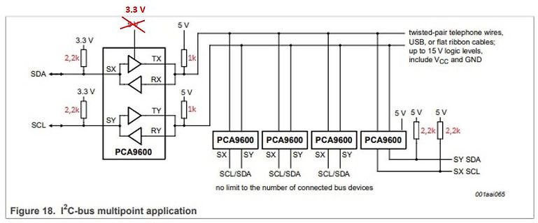 Schaltplan einer I2C-Bus Multipoint Anwendung