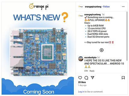 Social Media Teaser für neue Orange Pi Hardware