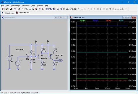 LTspice Schaltplan und Simulationsergebnis