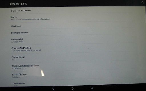 Einstellungen eines Android-Tablets mit CyanogenMod