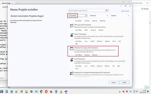 Visual Studio Neues Projekt erstellen Fenster