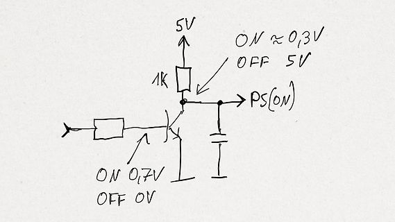 Handgezeichneter Schaltplan mit Transistor