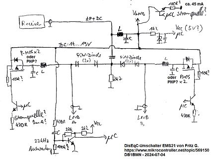 Handgezeichneter Schaltplan einer LNB-Schaltung