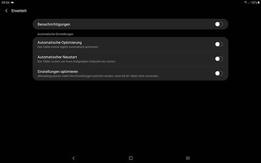 Android-Einstellungen für Benachrichtigungen und Optimierung