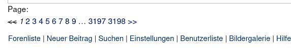 Navigationsleiste und Menü eines Internetforums