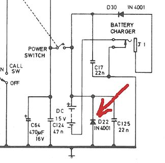 Ausschnitt eines Schaltplans mit Diode D22