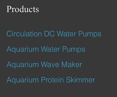 Produktliste für Aquarienpumpen und Zubehör