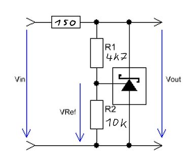 Schaltplan eines Spannungsteilers mit Zener-Diode