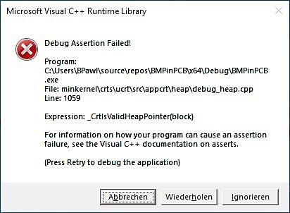 Microsoft Visual C++ Runtime Library Fehlermeldung