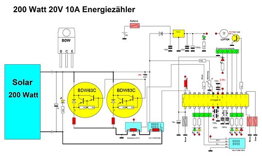 Schaltplan eines 200 Watt Solar Energiezählers