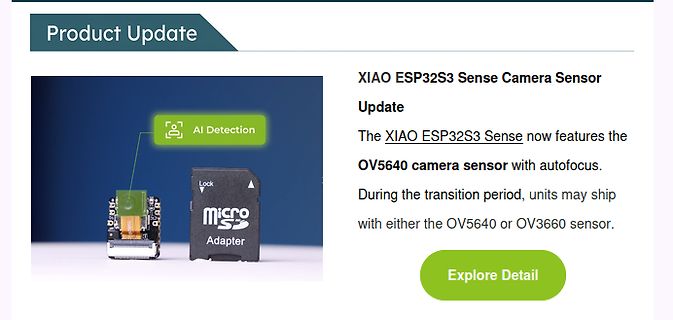 Produktupdate XIAO ESP32S3 Sense Kamera Sensor
