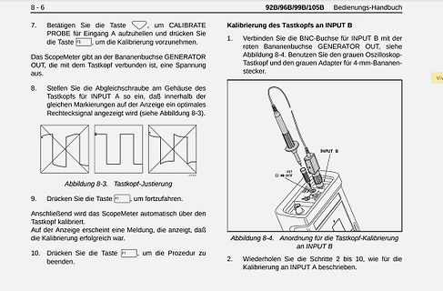 Seite aus einem Bedienungshandbuch für ein ScopeMeter