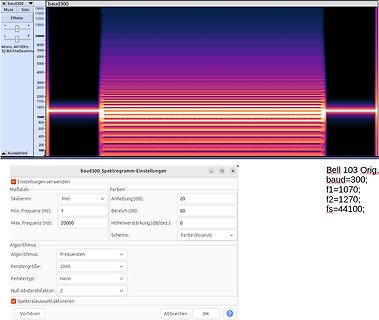 Spektrogramm-Einstellungen einer Audio-Software
