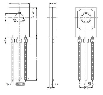 Technische Zeichnung eines Transistors