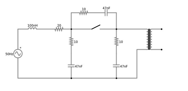 Schaltplan einer elektrischen Schaltung mit Transformator