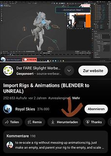 YouTube Video über Import von Rigs und Animationen