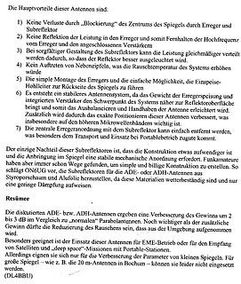 Text über Vorteile von Subreflektoren bei Antennen