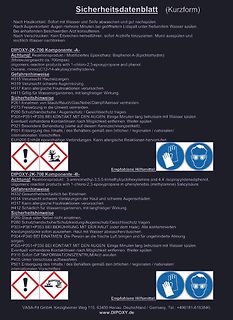 Sicherheitsdatenblatt für EPOXY-2K-70 Komponenten