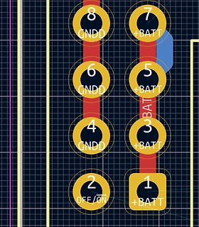 Ausschnitt eines PCB-Layouts mit Netzbeschriftungen
