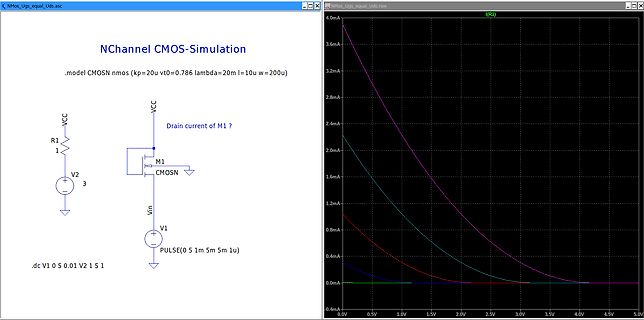 SPICE-Simulation einer NMOS-Kennlinie