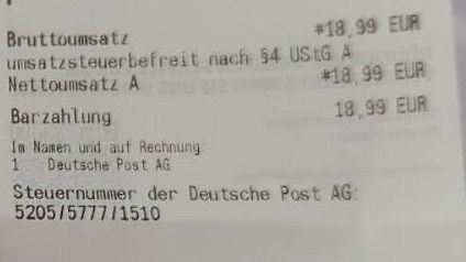 Ausschnitt einer Quittung