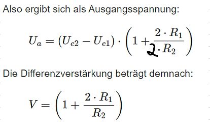 Mathematische Formeln zur Differenzverstärkung