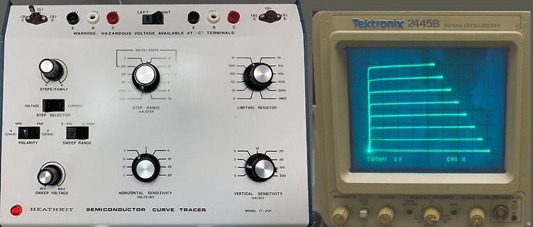 Heathkit Halbleiter-Kurvenzeichner und Tektronix Oszilloskop