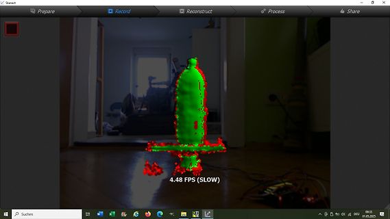 Foto eines Computerbildschirms mit 3D-Scan-Software