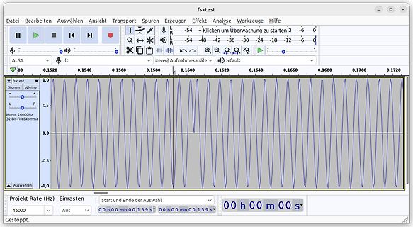 Audacity Screenshot einer Sinuswelle
