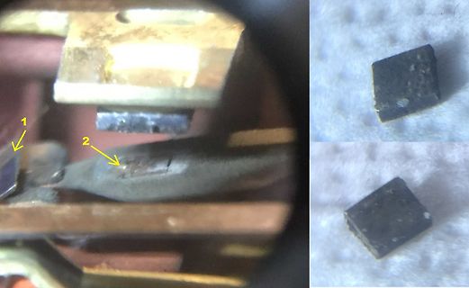 Nahaufnahme eines Bauteils und eines SMD-Chips