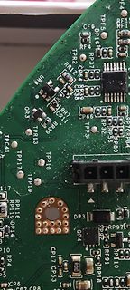 Nahaufnahme einer Leiterplatte mit SMD-Bauteilen