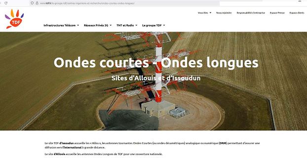 Website der TDF über Kurz- und Langwellen-Standorte