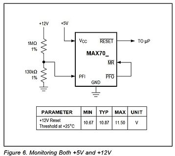 Schaltplan zur Überwachung von +5V und +12V