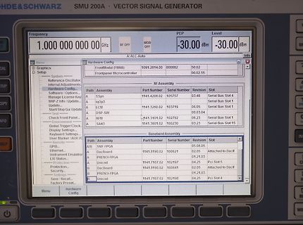 Display eines SMU 200A Vector Signal Generators